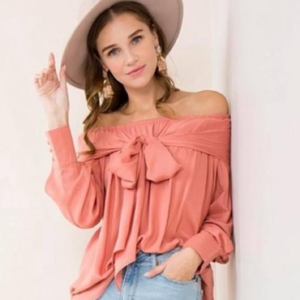 Elegant Off-Shoulder Blouse in Coral